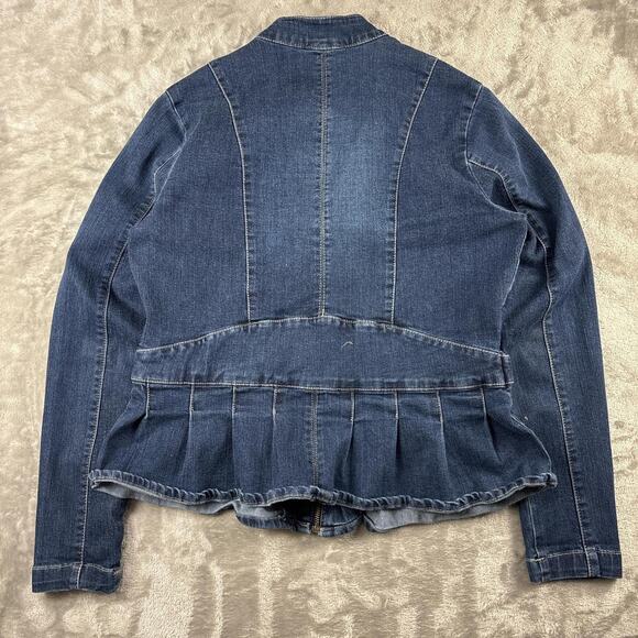 Baccini Western Distressed Women’s Casual Denim Jean Jacket Medium Streetwear - Picture 7 of 8